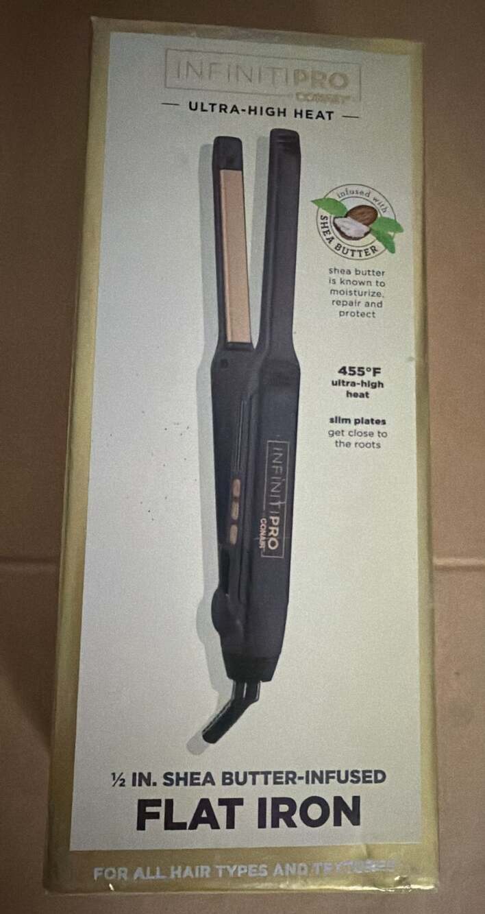 Conair InfinitiPRO Flat Iron 1/2 In. Shea Butter-Infused *Brand New*